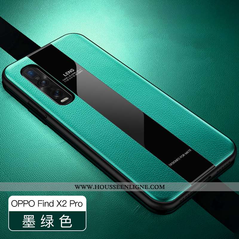 Housse Oppo Find X2 Pro Légère Cuir Protection Nouveau Silicone Business Vert Verte