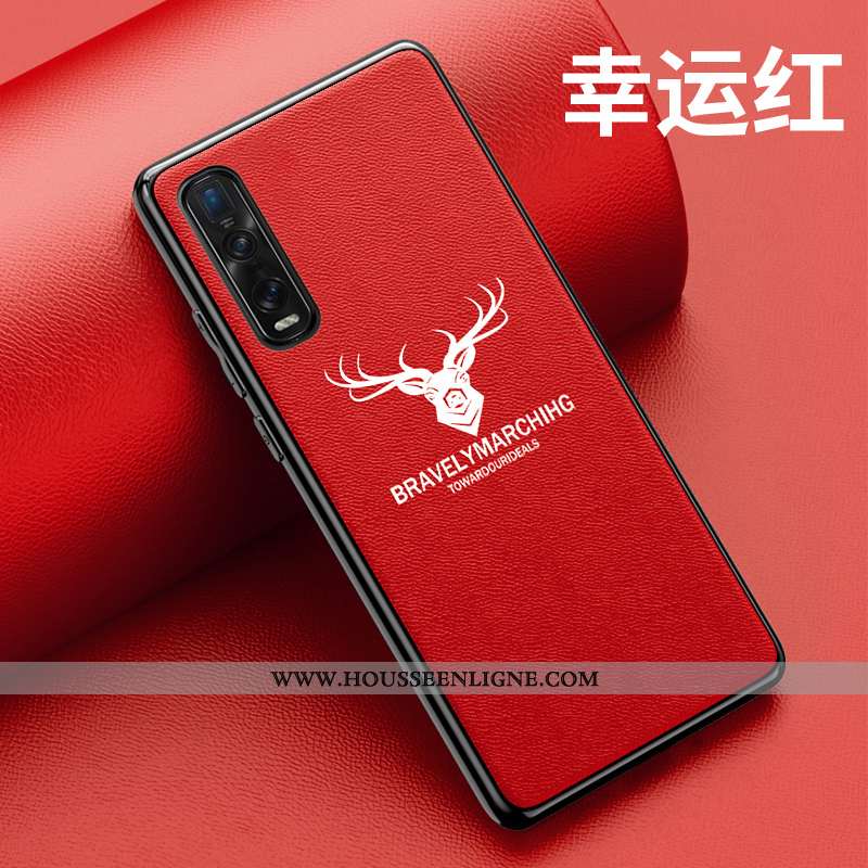 Housse Oppo Find X2 Pro Personnalité Cuir Vert Petit Coque Étui Modèle Fleurie Verte