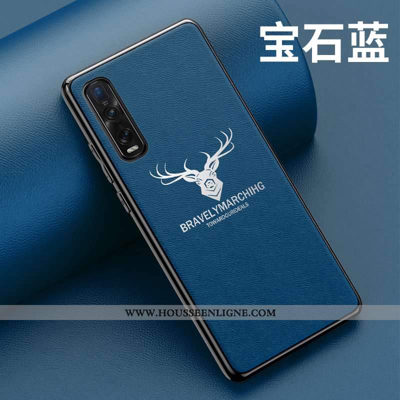 Housse Oppo Find X2 Pro Personnalité Cuir Vert Petit Coque Étui Modèle Fleurie Verte
