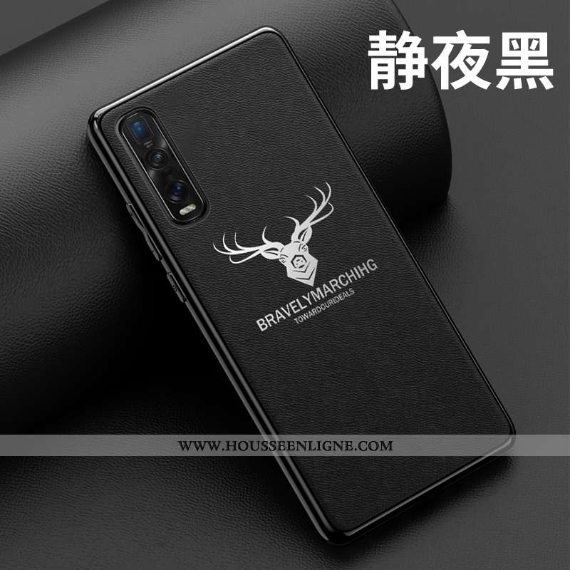 Housse Oppo Find X2 Pro Personnalité Cuir Vert Petit Coque Étui Modèle Fleurie Verte