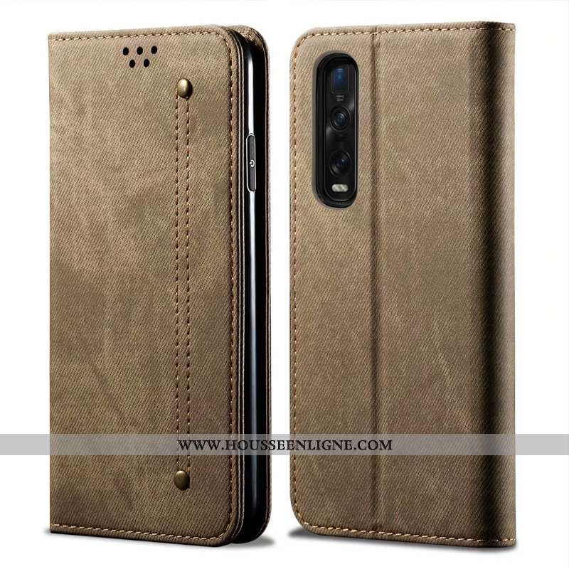 Housse Oppo Find X2 Pro Protection Cuir Incassable Tout Compris Coque Téléphone Portable Étui Khaki