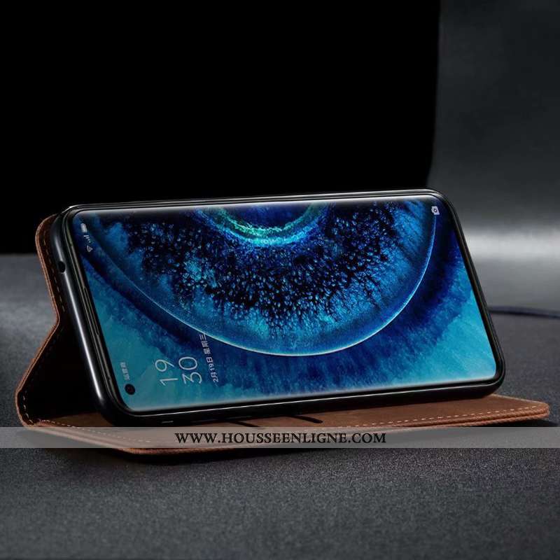 Housse Oppo Find X2 Pro Protection Cuir Incassable Tout Compris Coque Téléphone Portable Étui Khaki