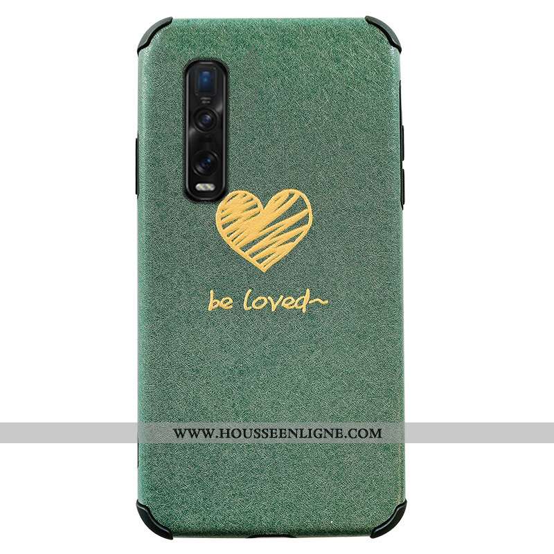 Housse Oppo Find X2 Pro Protection Personnalité Tout Compris Téléphone Portable Vert Incassable Flui