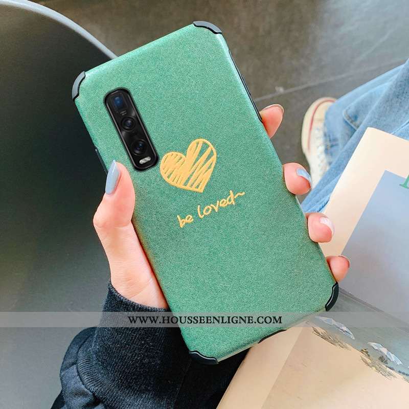Housse Oppo Find X2 Pro Protection Personnalité Tout Compris Téléphone Portable Vert Incassable Flui