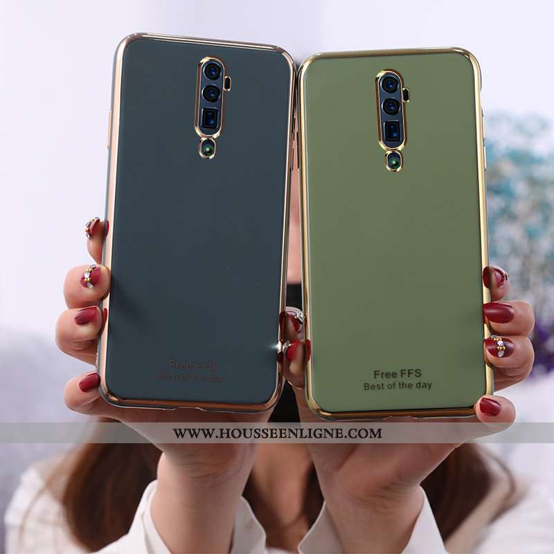 Housse Oppo Reno 10x Zoom Fluide Doux Mode Étui Coque Membrane Téléphone Portable Placage Verte