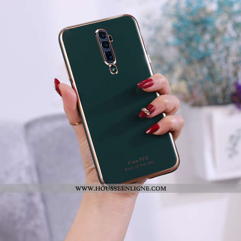 Housse Oppo Reno 10x Zoom Fluide Doux Mode Étui Coque Membrane Téléphone Portable Placage Verte
