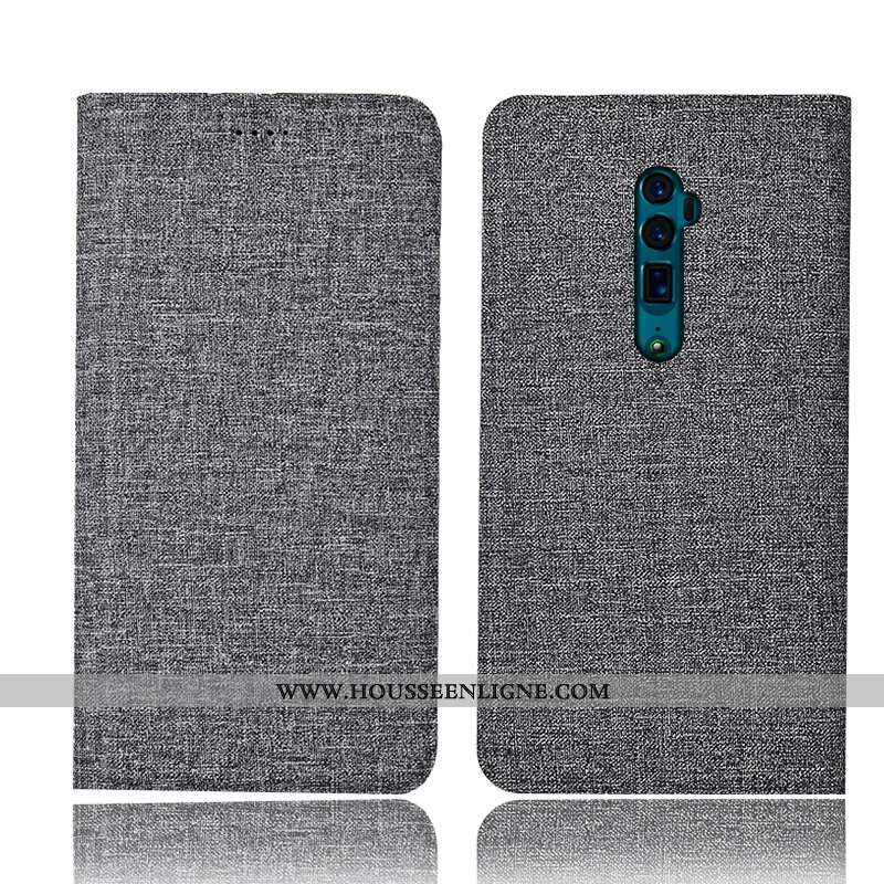 Housse Oppo Reno 10x Zoom Protection Cuir Gris Incassable Tout Compris Lin Téléphone Portable