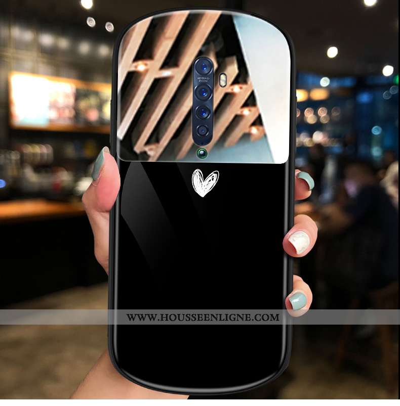 Housse Oppo Reno 10x Zoom Tendance Verre Nouveau Miroir Rond Téléphone Portable Noir