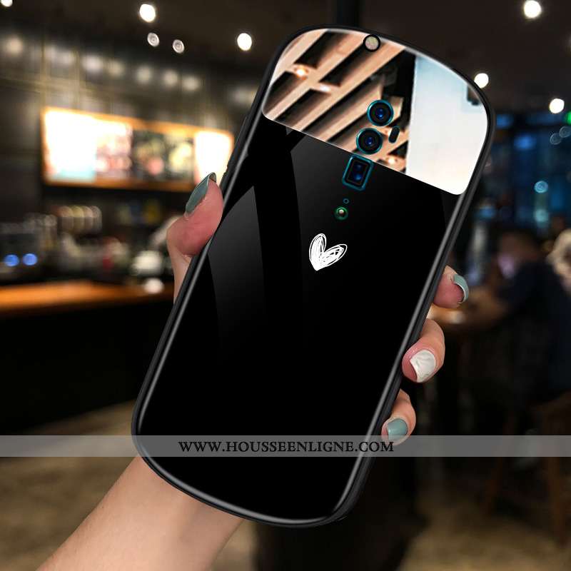 Housse Oppo Reno 10x Zoom Tendance Verre Nouveau Miroir Rond Téléphone Portable Noir
