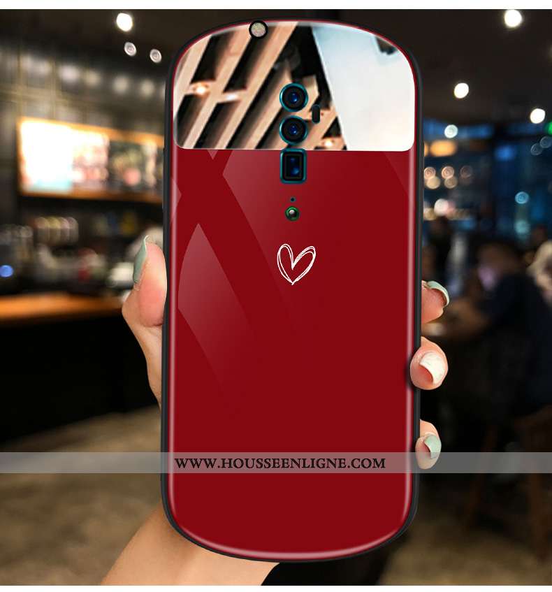 Housse Oppo Reno 10x Zoom Tendance Verre Nouveau Miroir Rond Téléphone Portable Noir