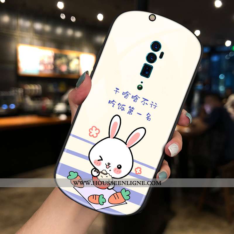 Housse Oppo Reno 10x Zoom Verre Charmant Net Rouge Téléphone Portable Blanc Rond Coque Blanche