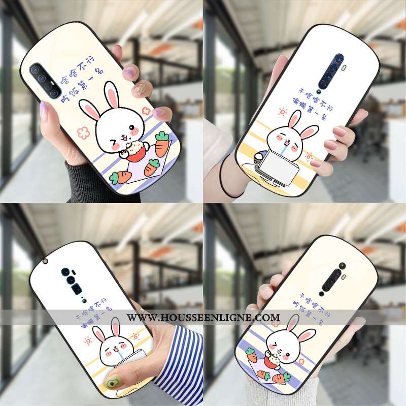 Housse Oppo Reno 10x Zoom Verre Charmant Net Rouge Téléphone Portable Blanc Rond Coque Blanche
