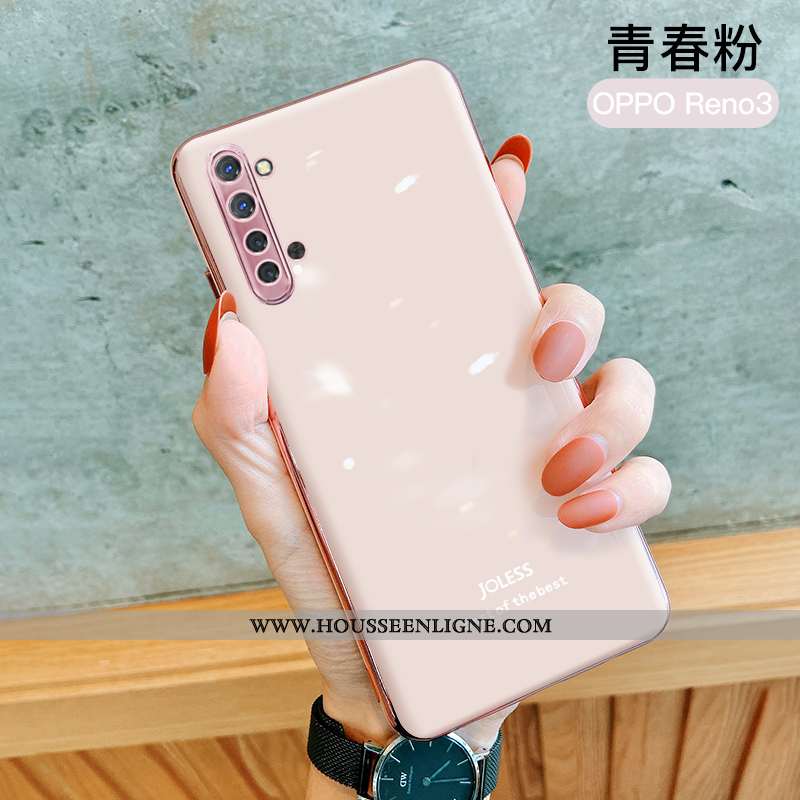 Housse Oppo Reno 3 Fluide Doux Silicone Net Rouge Rose Incassable Protection Téléphone Portable