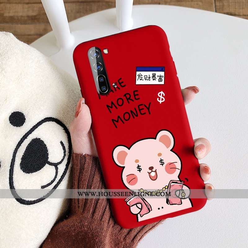 Housse Oppo Reno 3 Fluide Doux Silicone Petit Richesse Étui Rat Nouveau Rouge