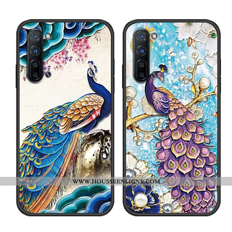 Housse Oppo Reno 3 Fluide Doux Silicone Tendance Incassable Vintage Gaufrage Protection Verte