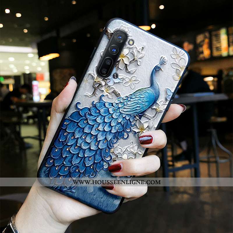 Housse Oppo Reno 3 Fluide Doux Silicone Tendance Incassable Vintage Gaufrage Protection Verte