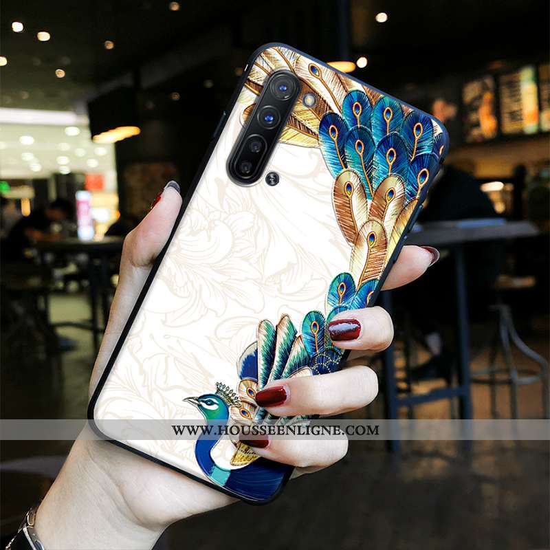 Housse Oppo Reno 3 Fluide Doux Silicone Tendance Incassable Vintage Gaufrage Protection Verte