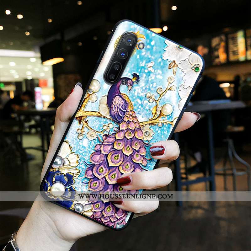 Housse Oppo Reno 3 Fluide Doux Silicone Tendance Incassable Vintage Gaufrage Protection Verte