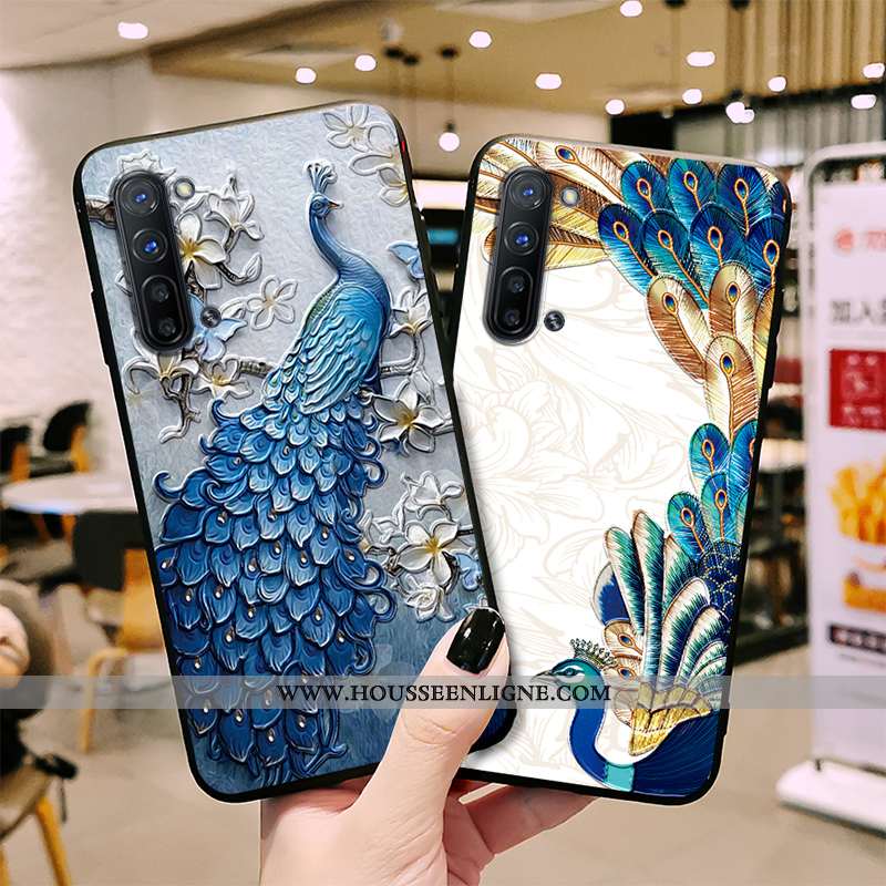 Housse Oppo Reno 3 Fluide Doux Silicone Tendance Incassable Vintage Gaufrage Protection Verte