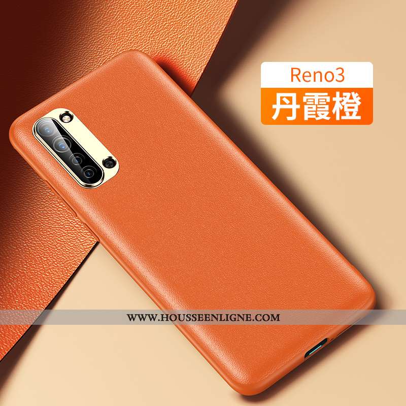Housse Oppo Reno 3 Modèle Fleurie Cuir Incassable Tout Compris Nouveau Membrane Coque Orange