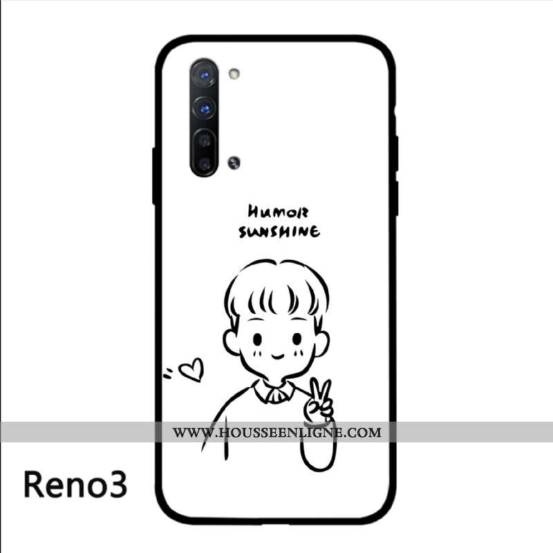 Housse Oppo Reno 3 Personnalité Créatif Simple Art Protection Coque Peinte À La Main Blanche