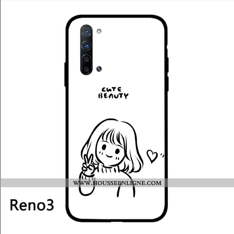 Housse Oppo Reno 3 Personnalité Créatif Simple Art Protection Coque Peinte À La Main Blanche