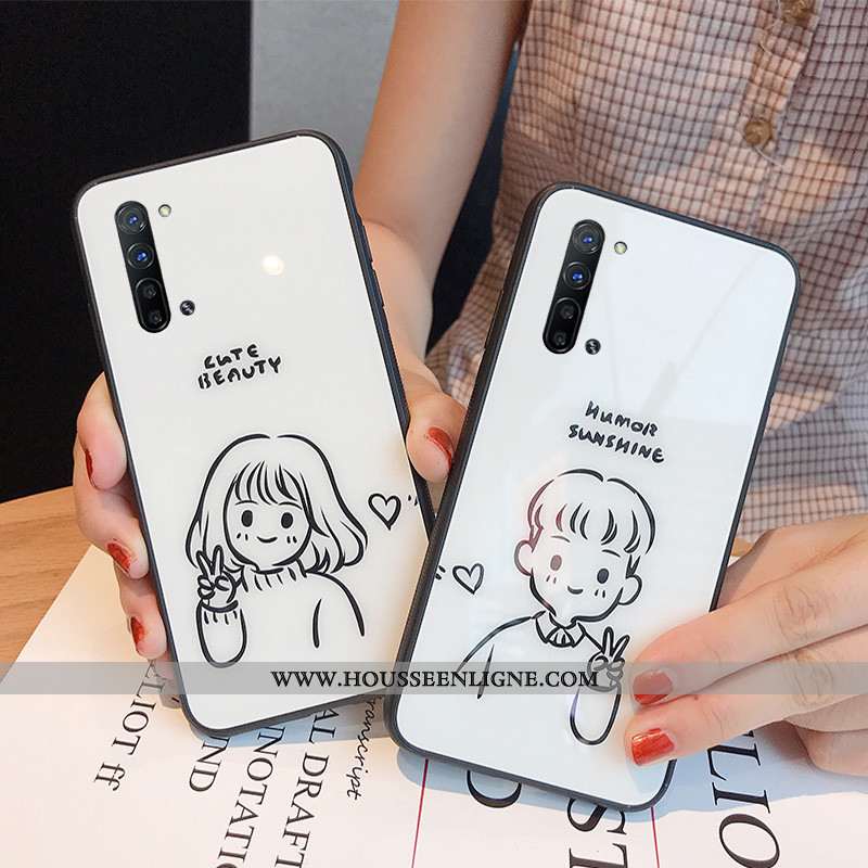 Housse Oppo Reno 3 Personnalité Créatif Simple Art Protection Coque Peinte À La Main Blanche