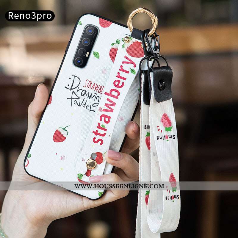 Housse Oppo Reno 3 Pro Délavé En Daim Personnalité Petit Téléphone Portable Blanc Incassable Protect