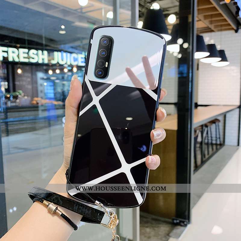 Housse Oppo Reno 3 Pro Mode Verre Miroir Coque Téléphone Portable Net Rouge Blanc Blanche