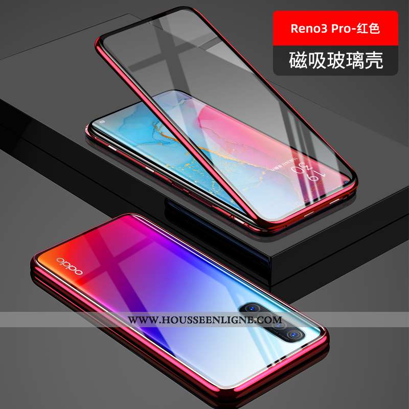 Housse Oppo Reno 3 Pro Protection Verre Net Rouge Border Nouveau Coque Transparent
