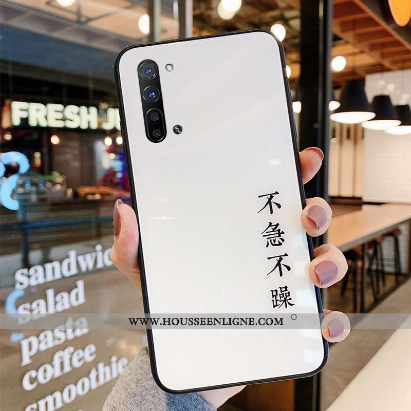Housse Oppo Reno 3 Protection Verre Téléphone Portable Amoureux Simple Personnalité Incassable Noir