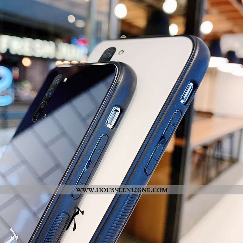 Housse Oppo Reno 3 Protection Verre Téléphone Portable Amoureux Simple Personnalité Incassable Noir