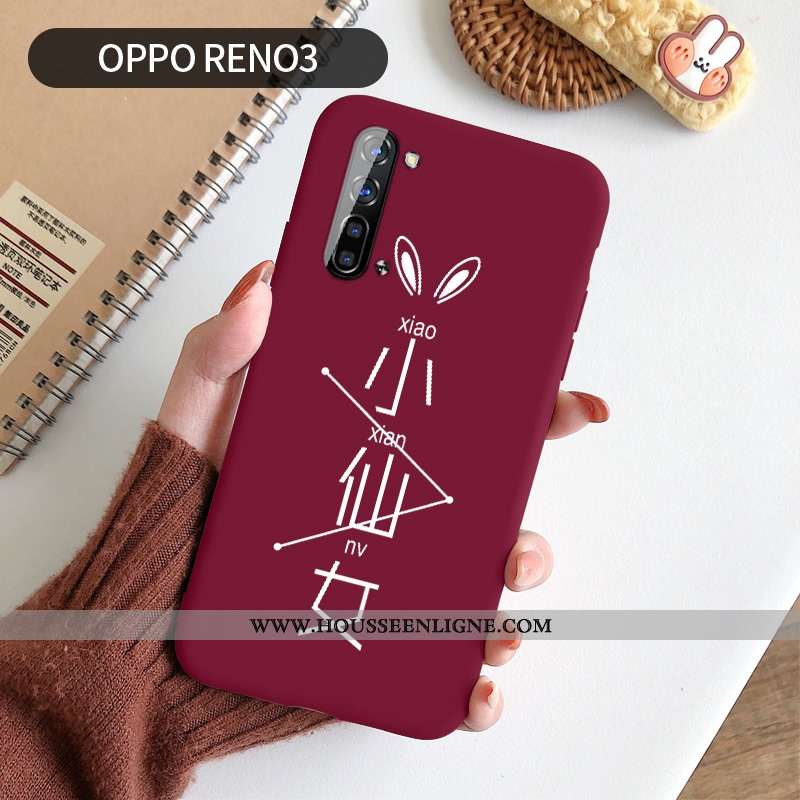 Housse Oppo Reno 3 Silicone Protection Coque Clair Net Rouge Frais Étui