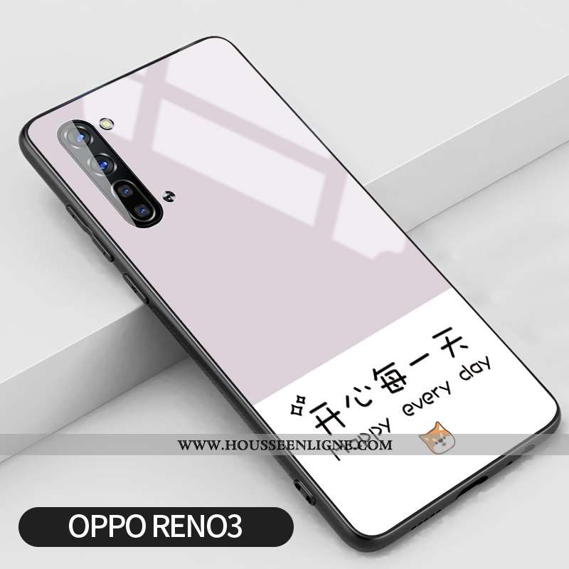Housse Oppo Reno 3 Silicone Protection Petit Étui Tendance Frais Téléphone Portable Rose