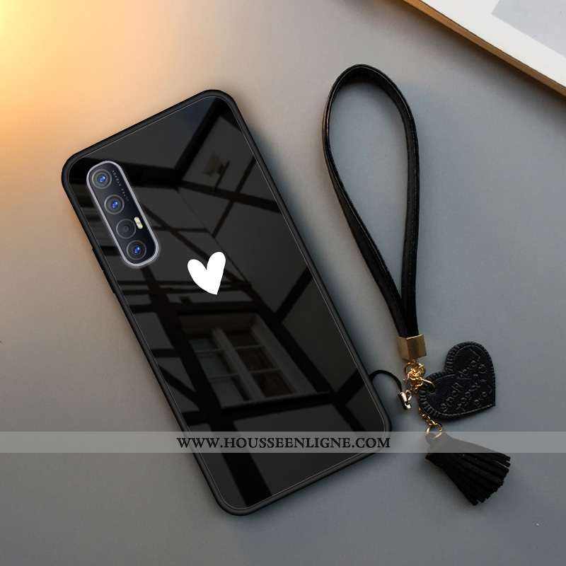 Housse Oppo Reno 3 Tendance Fluide Doux Téléphone Portable Étui Verre Silicone Simple Noir