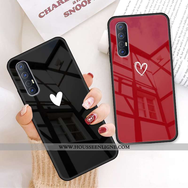 Housse Oppo Reno 3 Tendance Fluide Doux Téléphone Portable Étui Verre Silicone Simple Noir