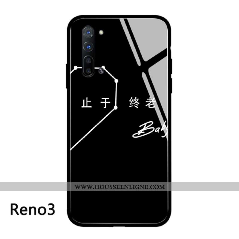 Housse Oppo Reno 3 Tendance Protection Téléphone Portable Simple Blanc Verre Étui Blanche