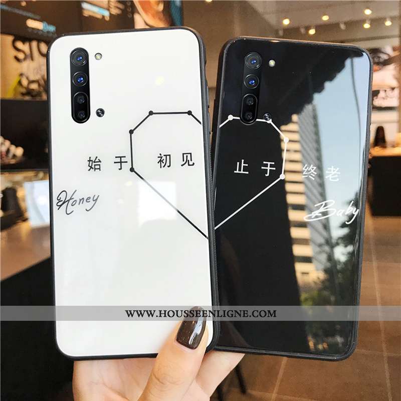 Housse Oppo Reno 3 Tendance Protection Téléphone Portable Simple Blanc Verre Étui Blanche