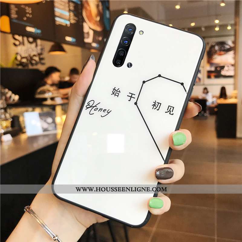Housse Oppo Reno 3 Tendance Protection Téléphone Portable Simple Blanc Verre Étui Blanche