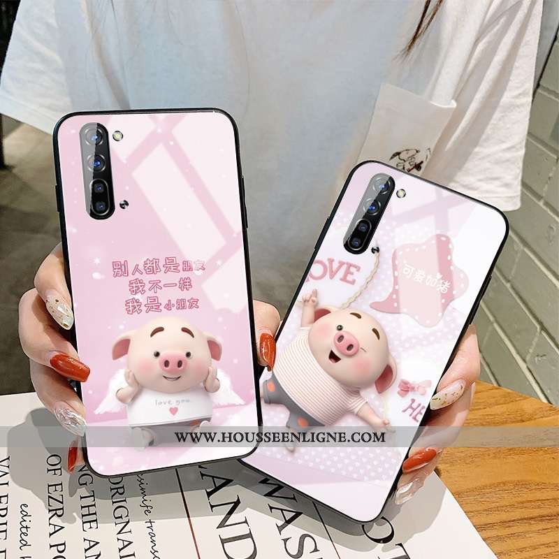Housse Oppo Reno 3 Tendance Silicone Rose Verre Téléphone Portable Créatif Coque