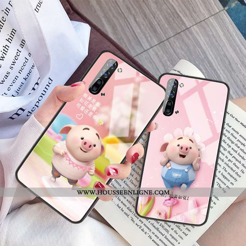 Housse Oppo Reno 3 Tendance Silicone Rose Verre Téléphone Portable Créatif Coque