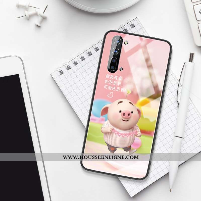 Housse Oppo Reno 3 Tendance Silicone Rose Verre Téléphone Portable Créatif Coque