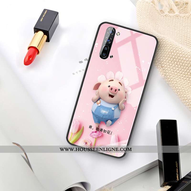 Housse Oppo Reno 3 Tendance Silicone Rose Verre Téléphone Portable Créatif Coque