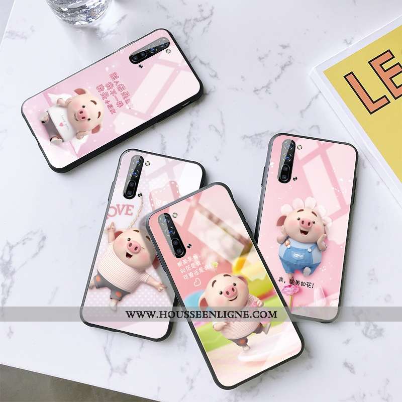 Housse Oppo Reno 3 Tendance Silicone Rose Verre Téléphone Portable Créatif Coque