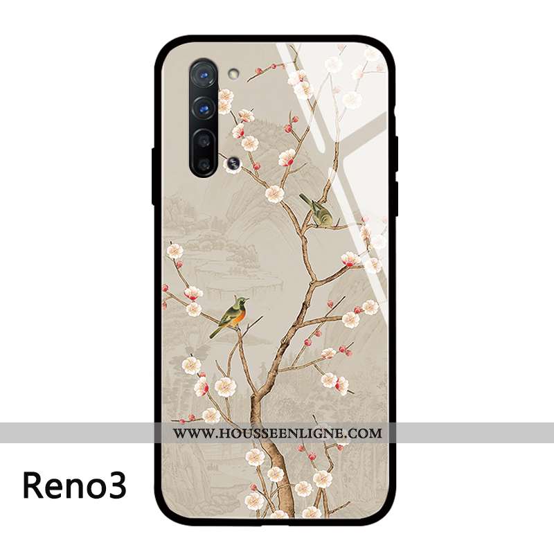 Housse Oppo Reno 3 Tendance Silicone Téléphone Portable Protection Net Rouge Style Chinois Créatif B