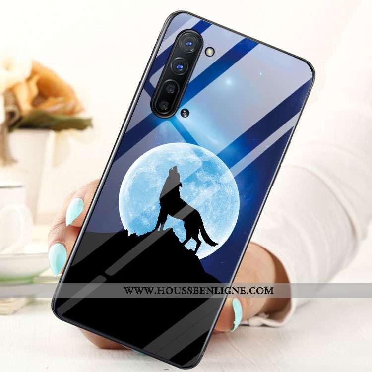 Housse Oppo Reno 3 Verre Téléphone Portable Étui Bleu Coque