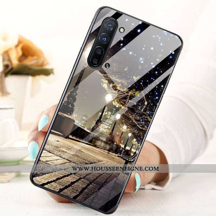 Housse Oppo Reno 3 Verre Téléphone Portable Étui Bleu Coque