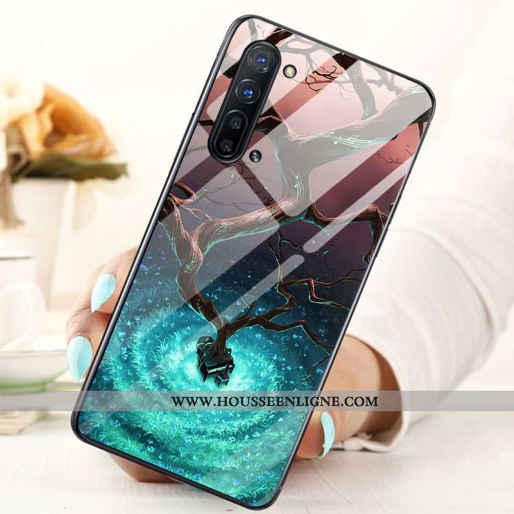 Housse Oppo Reno 3 Verre Téléphone Portable Étui Bleu Coque