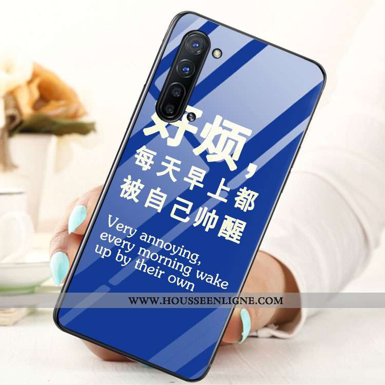 Housse Oppo Reno 3 Verre Téléphone Portable Étui Bleu Coque
