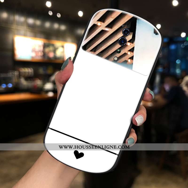 Housse Oppo Reno Z Créatif Tendance Miroir Blanc Rond Téléphone Portable Personnalité Blanche